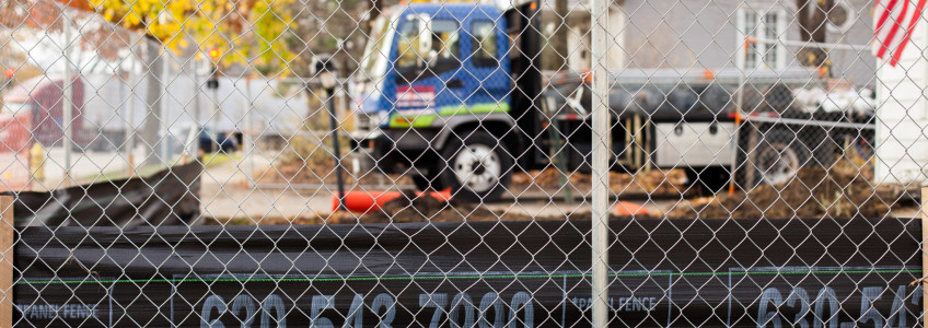 Silt fence installed with delivery truck